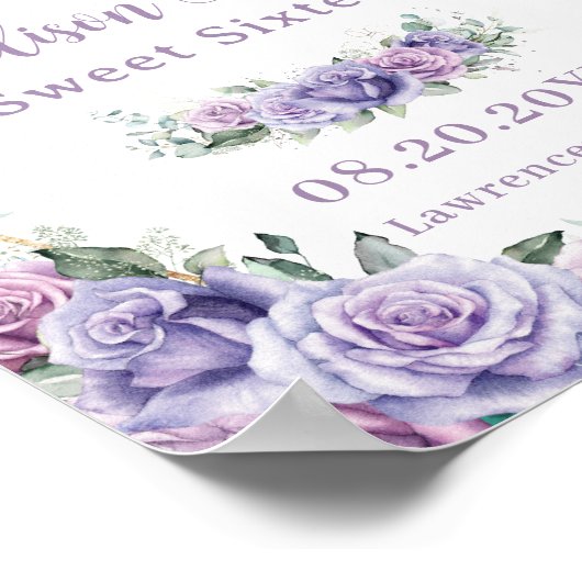 Paarse Lavendel Rozen Bruin Prinses Verjaardagsgou Poster (Hoek)