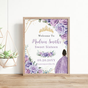 Paarse Lavendel Rozen Bruin Prinses Verjaardagsgou Poster