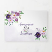 Paarse Lavendel Rozen *DIY* Kleurveranderingsscrip Drieluik Uitnodiging (Cover)