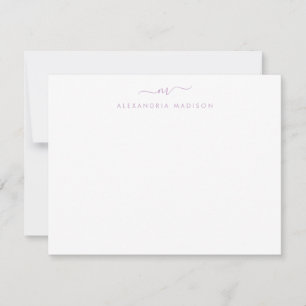 Paarse Lavendel Script Monogram Swash Stationery Notitiekaartje