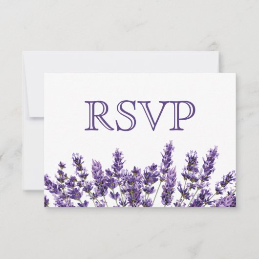 Paarse Lavendel Sering Bloem Bruiloft RSVP (Voorkant)