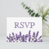Paarse Lavendel Sering Bloem Bruiloft RSVP (Staand voorkant)