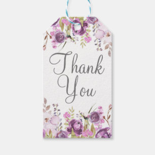 Paarse Lavendel Sering Waterverf Bloem Bruiloft Cadeaulabel
