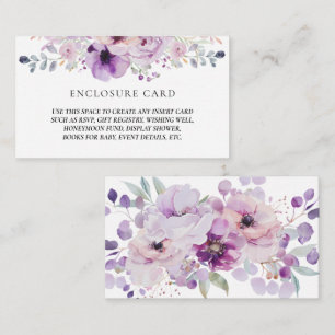 PAARSE LAVENDEL SERING WATERVERF BLOEMEN ENVELOP INFORMATIEKAARTJE