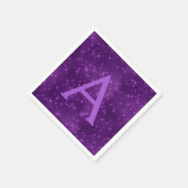 Paarse Lavendel Sparkle Monogram Initiaal Verjaard Servet (Hoek)