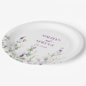 Paarse Lavendel Stems Greenery bruiloft receptie Papieren Bordje (Gekanteld)