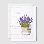Paarse Lavendel Stems In Een Basket Bloemen Huweli Vellum Uitnodigingen (Offset)