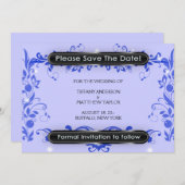 Paarse Lavendel Swirl Vines Bewaar de datum Save The Date (Voorkant / Achterkant)