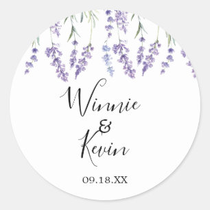 Paarse, Lavendel Trouwstickers Ronde Sticker