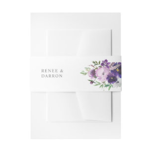 Paarse Lavendel & Violette Bloemen Uitnodigingen Wikkel