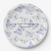 Paarse Lavendel Vlinders Verjaardag Papieren Bordje (Voorkant)