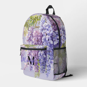 Paarse lavendel waterverf bloemenwisteria lila bedrukte rugzak