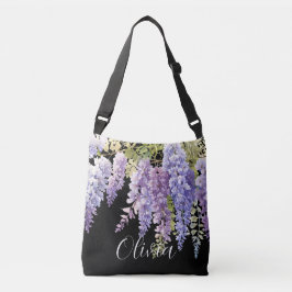 Paarse lavendel waterverf bloemenwisteria lila crossbody tas