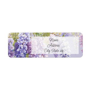 Paarse lavendel waterverf bloemenwisteria lila etiket