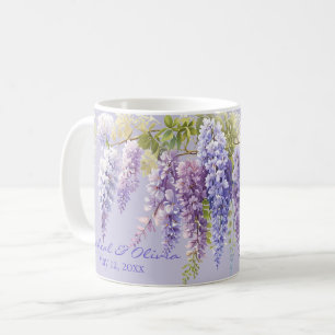 Paarse lavendel waterverf bloemenwisteria lila koffiemok