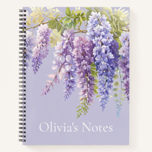 Paarse lavendel waterverf bloemenwisteria lila notitieboek