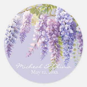 Paarse lavendel waterverf bloemenwisteria lila ronde sticker