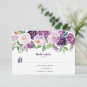 Paarse lavendel waterverf bloemstuk RSVP (Staand voorkant)