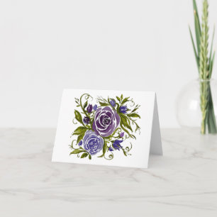 Paarse lavendel waterverf rozen - blanco binnen kaart