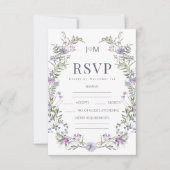 Paarse lavendel wildflower bruiloft RSVP kaarten Kaartje (Voorkant)