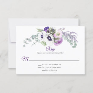 Paarse Lavendel Wit RSVP Kaartje