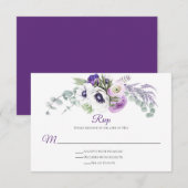 Paarse Lavendel Wit RSVP Kaartje (Voorkant / Achterkant)