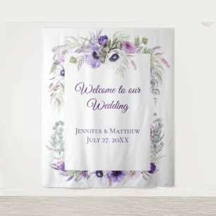 Paarse lavendel & witte anemonen bloemig   tapeste wandkleed