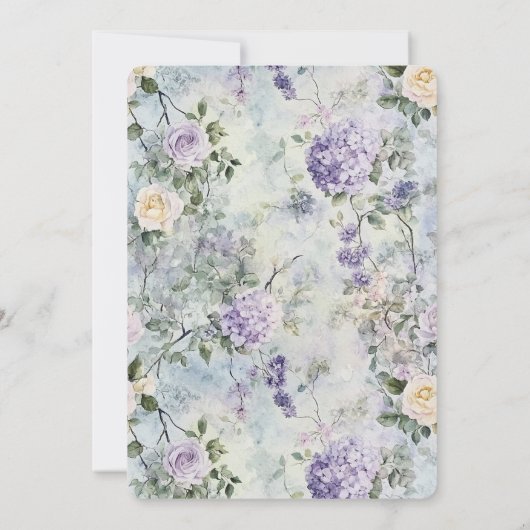 Paarse Lavendel Witte Bloemen Wedding Kaart (Achterkant)