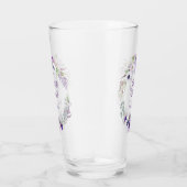 Paarse lavendel witte bloemige trouwherinnering glas (Rechts)