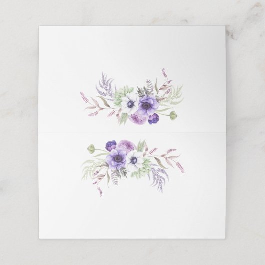 Paarse lavendel witte Waterverf bloemen (Buitenkant ongevouwen)