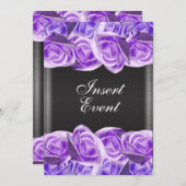 Paarse lavendel zwarte trouwrozen kaart (Voorkant / Achterkant)
