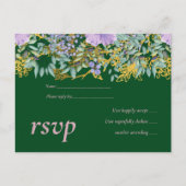 Paarse lavendelbloem groene bloemen bruiloft uitnodiging briefkaart (Voorkant)