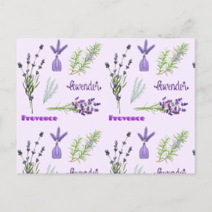 Paarse lavendelbloemen en bosjes lavendel briefkaart