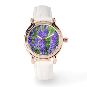 Paarse lavendelbloemen, horloge