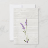 Paarse lavendelbloemen op hout Save the Date (Achterkant)