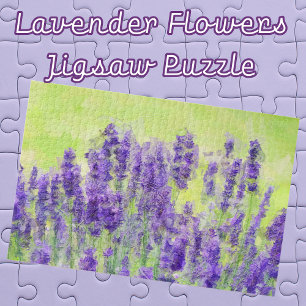 Paarse Lavendelbloemen Waterverf Bloemen Legpuzzel