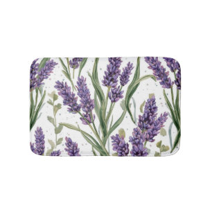 Paarse lavendelbloesems watercolor botanisch badmat