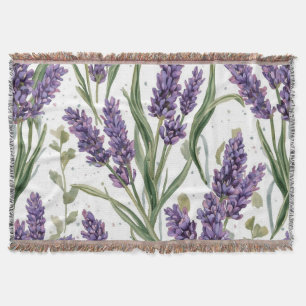 Paarse lavendelbloesems watercolor botanisch deken