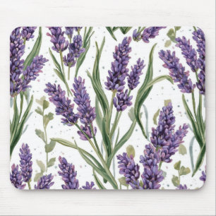 Paarse lavendelbloesems watercolor botanisch muismat