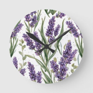 Paarse lavendelbloesems watercolor botanisch ronde klok
