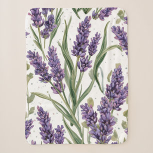 Paarse lavendelbloesems watercolor botanisch sherpa deken