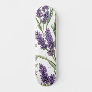 Paarse lavendelbloesems watercolor botanisch skateboard