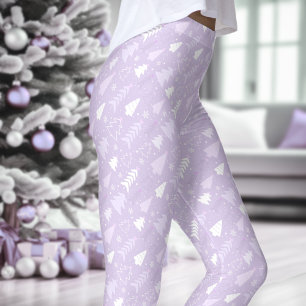 Paarse lavendelbomen winterkerst Leggings