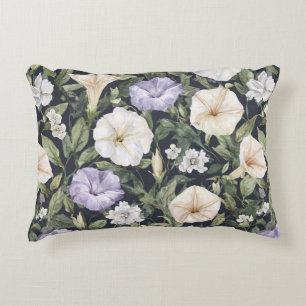 Paarse lavendelcrème Petunia bloemen Accent Kussen