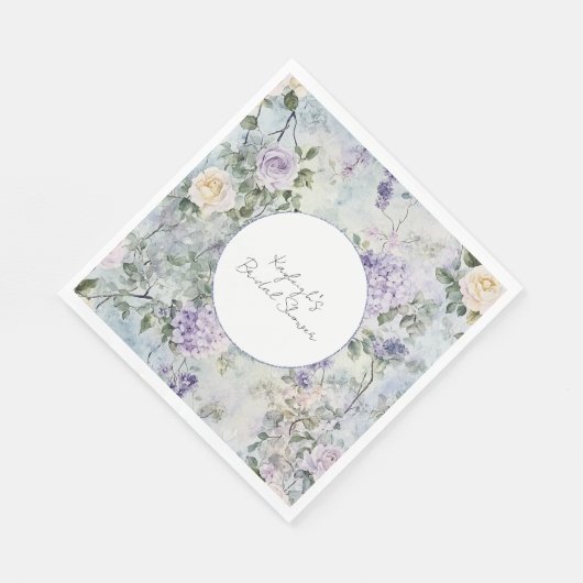 Paarse lavendelcrème roze bloem bruidsdouche servet (Hoek)