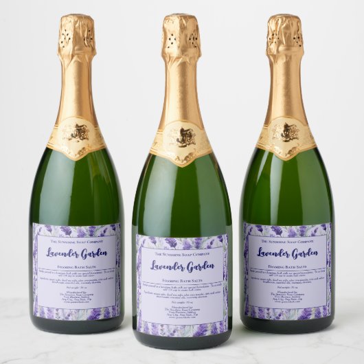 Paarse Lavendeltuin Waterdichte badzout Label Sparkling Wijnetiket (Flessen)