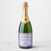 Paarse Lavendeltuin Waterdichte badzout Label Sparkling Wijnetiket (Voorkant)