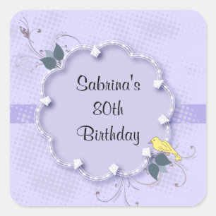 Paarse lavender 80th Birthday Party DIY-tekst Vierkante Sticker