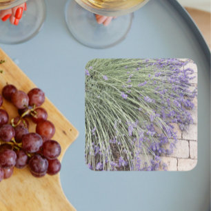 Paarse lavender Blooms Floral Vierkante Kartonnen Onderzetter