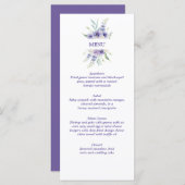 Paarse lavender Daisies Anemones Rozen Menu (Voorkant / Achterkant)